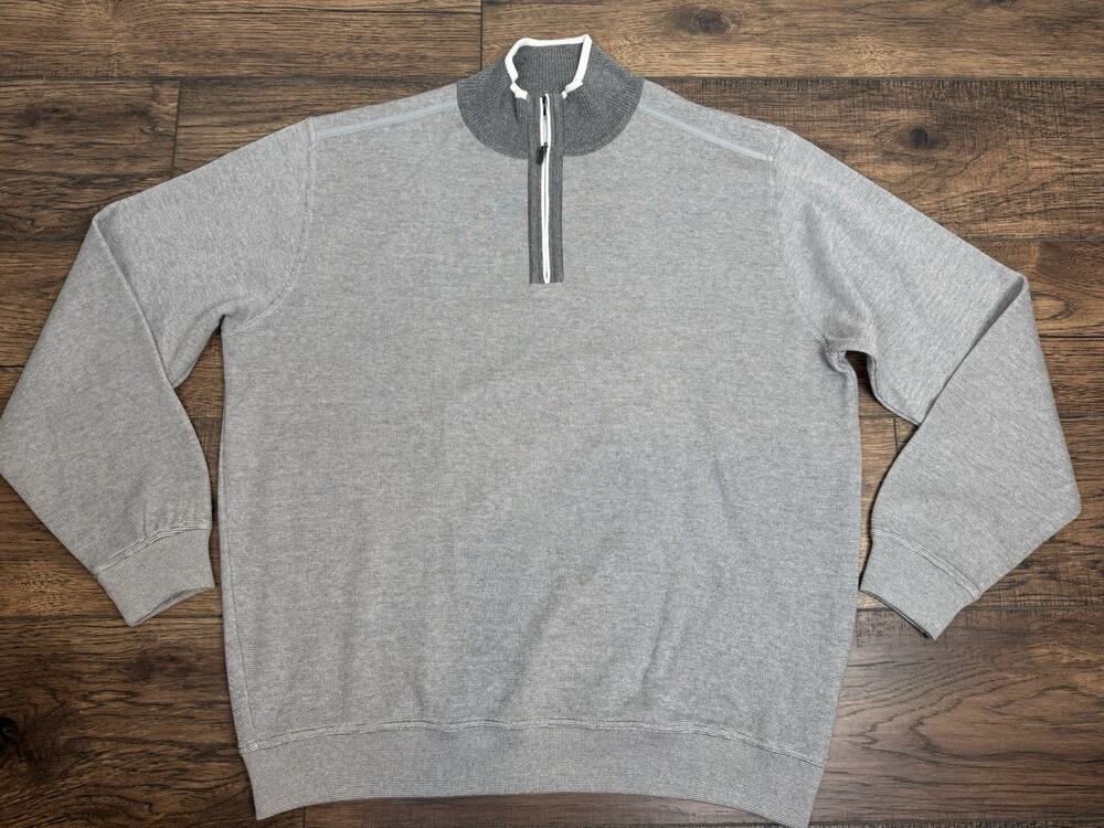 St Croix Knits Mens 1/4 Zip Sweater Gray Cotton Blend Made in USA Sz XXL